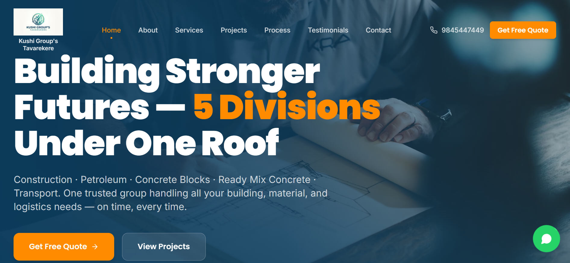 Kushi Groups — Construction Company homepage screenshot